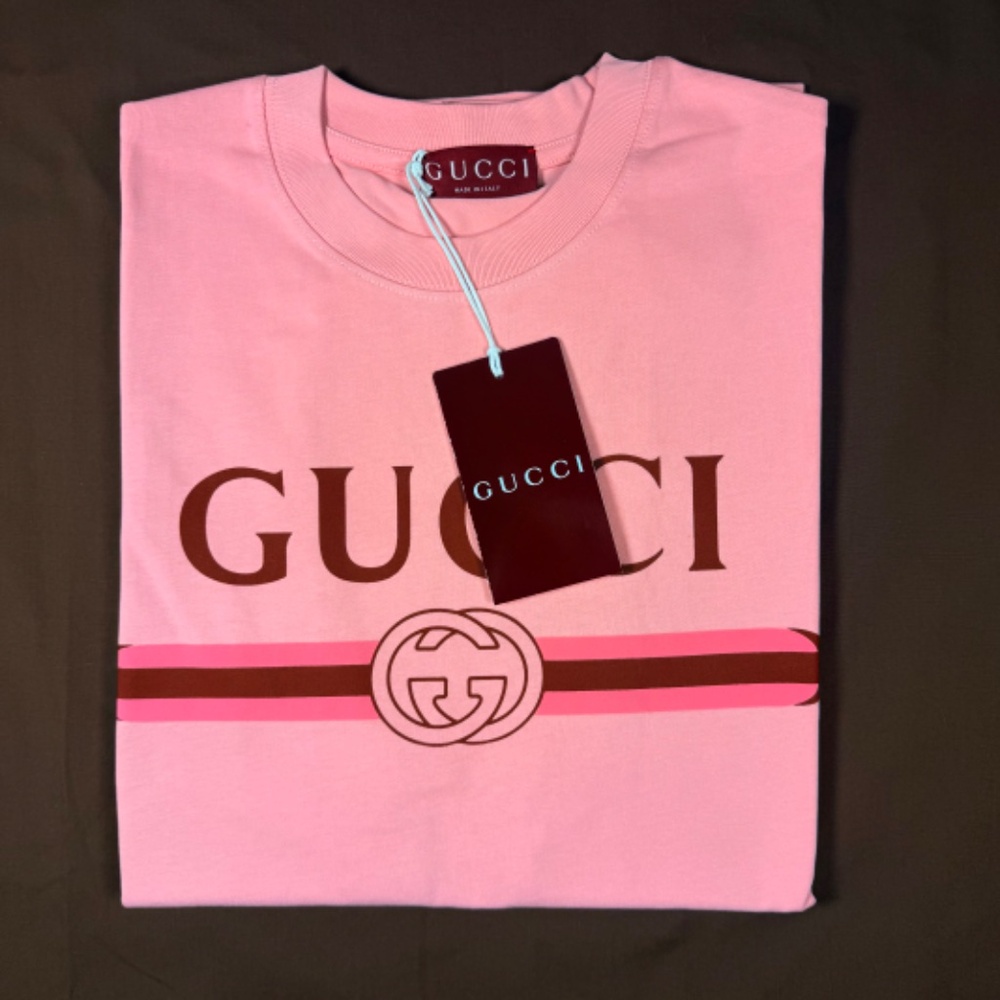 MEN'S GUCCI PINK COTTON JERSEY T-SHIRT SIZE XLARGE REGULAR FIT EXCELLENT - Picture 2 of 6